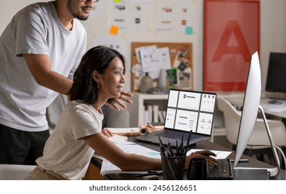 Group of Asian Graphic designer working in office. brain storming, Artist Creative Designer Illustrator Graphic Skill Concept. - Powered by Shutterstock