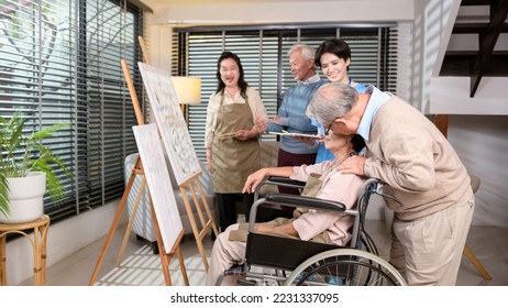 Group of Asian senior people are enjoy  painting at elderly healthcare center, elder group therapy concept - Shutterstock ID 2231337095