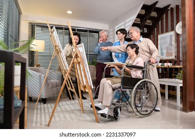 Group of Asian senior people are enjoy  painting at elderly healthcare center, elder group therapy concept - Shutterstock ID 2231337097