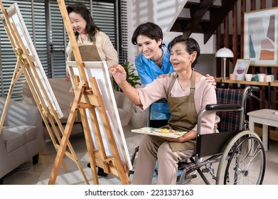 Group of Asian senior people are enjoy  painting at elderly healthcare center, elder group therapy concept - Shutterstock ID 2231337163
