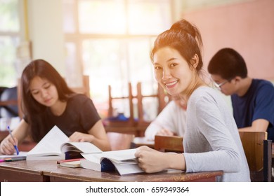 Group of Asian students :Asian high school students in the classroom