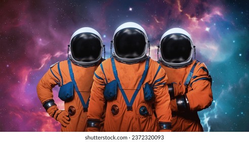 Group of astronauts in space background. Astronaut crew in space. Spaceman mission. Elements of this image furnished by NASA - Powered by Shutterstock