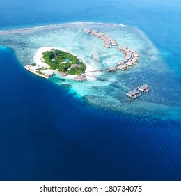 Group Of Atolls And Islands In Maldives From Aerial View