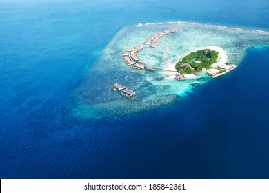 Group Of Atolls And Islands In Maldives From Aerial View