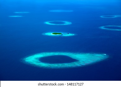 Group Of Atolls In Maldives From Aerial View