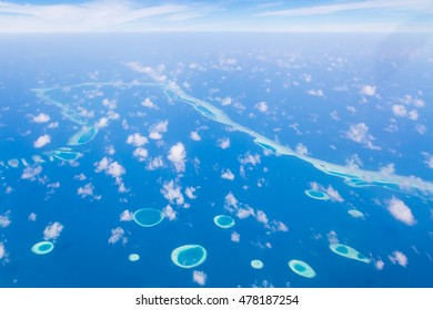 Group Of Atolls In Maldives From Aerial View