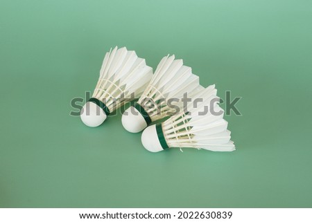 group of badminton shuttercock isolated on green background