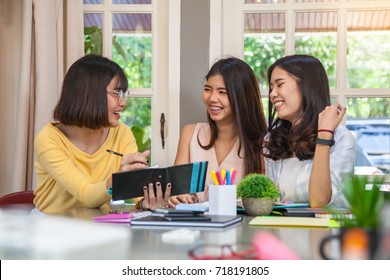 Group Of Beautiful Asian Girls Meeting And Fun Talk