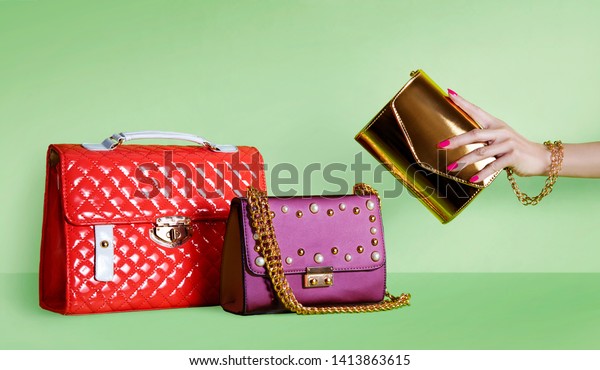 Group Beautiful Purses Bags Shopping Image Stock Photo (Edit Now ...