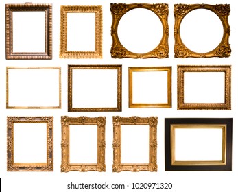 group of beautiful rectangular frame for a mirror on isolated background