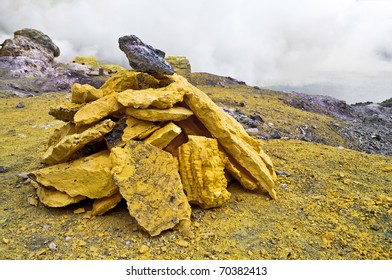 Group Of Block Of Stones In A Sulfur Mine