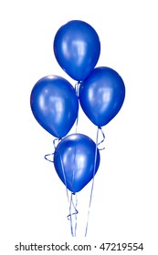  Group of blue balloons isolated on white