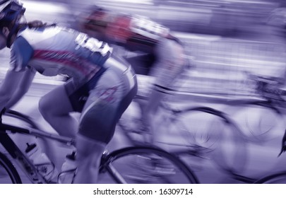 Group Of Blurred Women Bike Racers