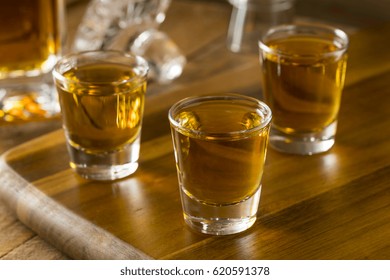 Group of Bourbon Whiskey Shots Ready to Drink - Shutterstock ID 620591378