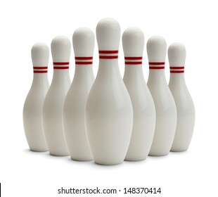 Group of Bowling Pins Isolated on White Background.