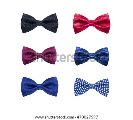 group of bowties on white