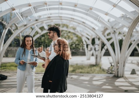 Multiethnic friends resting outside food truck in evening