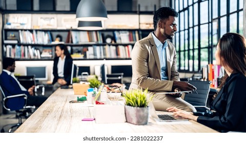 Group of business meeting and discussing strategy with startup project analysis finance,management.Success business people plan and brainstorm,marketing,idea,research,organization in office.Teamwork - Shutterstock ID 2281022237