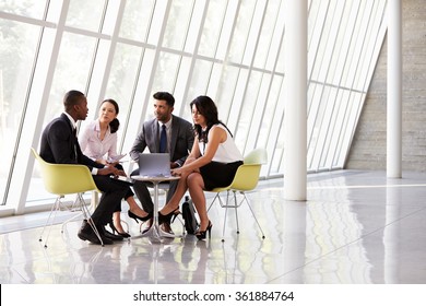 Group Business Meeting In Reception Of Modern Office