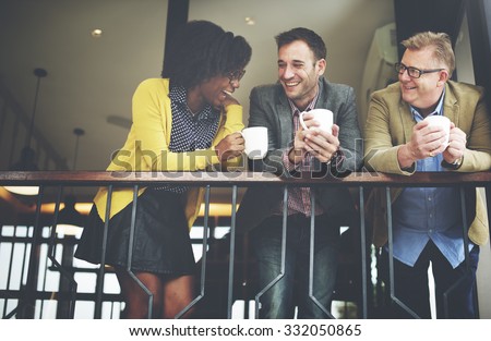 Group Business People Chatting Balcony Concept