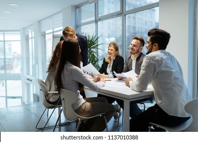 Group Business People Collaborating Office Stock Photo 1137010388 ...