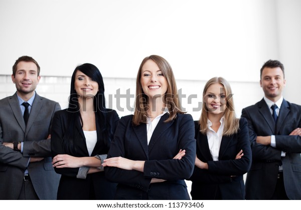 Group Business People Female Leader On Stock Photo 113793406 