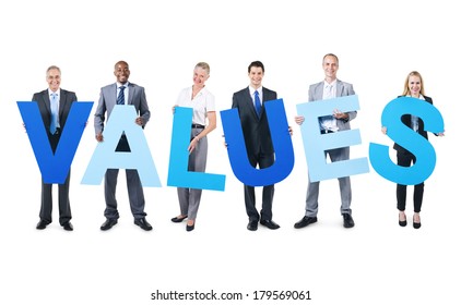 Group Of Business People Holding The Word Values