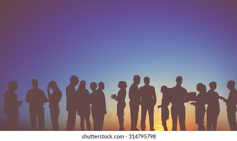 Group Business People Interaction Silhouette Concept Stock Photo ...