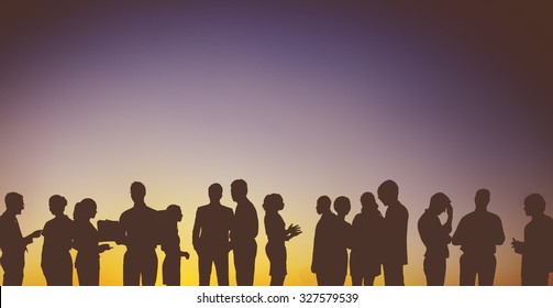 Group Business People Interaction Silhouette Concept Stock Photo (Edit ...