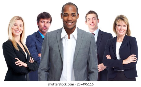 Group of business people isolated white background.