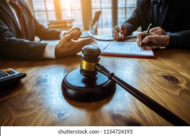 Group Of Business People And Lawyers Discussing Contract Papers ,Consultation Between A Male Lawyer And Businessman Concept