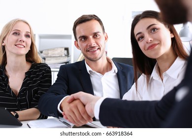 Group Business People Shake Hands Hello Stock Photo (Edit Now) 663918364