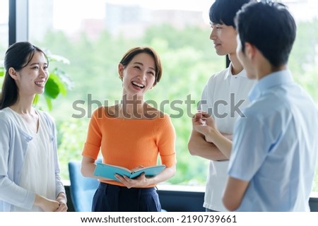 group of business people talking in the office