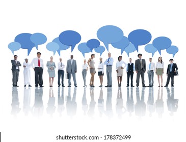 Group Of Business People Talking With Speech Bubbles