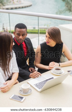 Group of business people team meeting talking job interview brainstorming planing.
