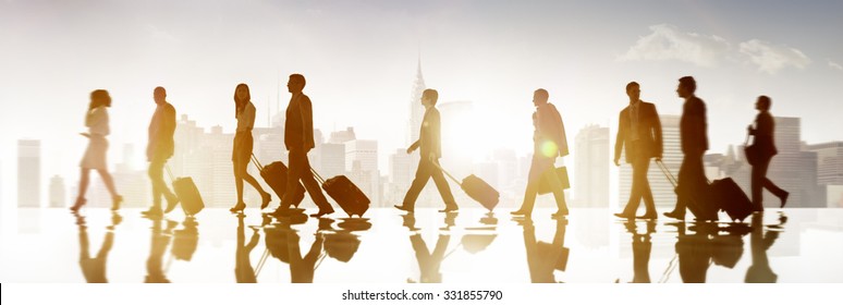 Group Of Business People In Town Travel Walking Concept