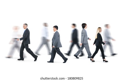 Group Of Business People Walking In Different Directions 