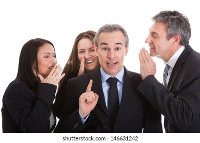 Group Businesspeople Gossiping Over White Background Stock Photo ...