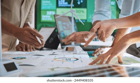 Group of businesspeople in team brainstorm meeting discussion on ESG (Environmental, social, corporate governance) organization planning. Sustainable business, coworker people teamwork. Close up - Powered by Shutterstock