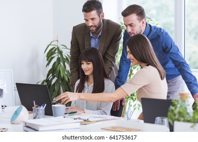 Group Businesspeople Working On Laptop Stock Photo 641753617 | Shutterstock