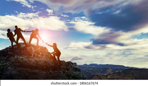 Group of businessperson climbing a mountain. Challenge of business concept. - Shutterstock ID 1806167674