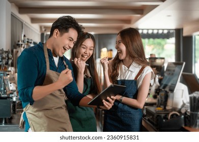 Group of cafe owners entrepreneurs discussion on  business income , small business concept - Powered by Shutterstock