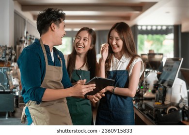 Group of cafe owners entrepreneurs discussion on  business income , small business concept - Powered by Shutterstock