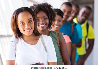 Group Of Cheerful Afro American College Students