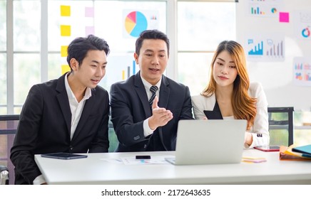 Group Cheerful Asian Millennial Professional Successful Stock Photo ...