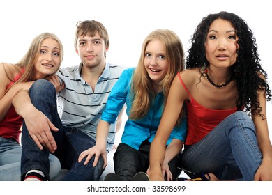 Group of a cheerful young people. Education, holidays. - Shutterstock ID 33598699