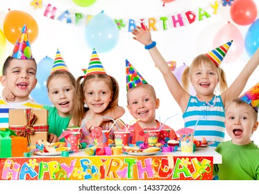 Group Of Children At Birthday Party