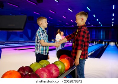 Group Of Children In Bowling Alley, Little Bowlers