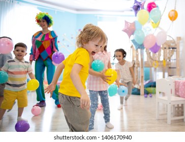 Group of children celebrate birthday party fun together