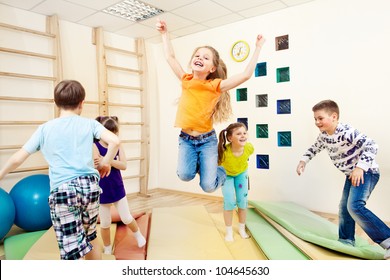 Group Of Children Enjoying Gym Class